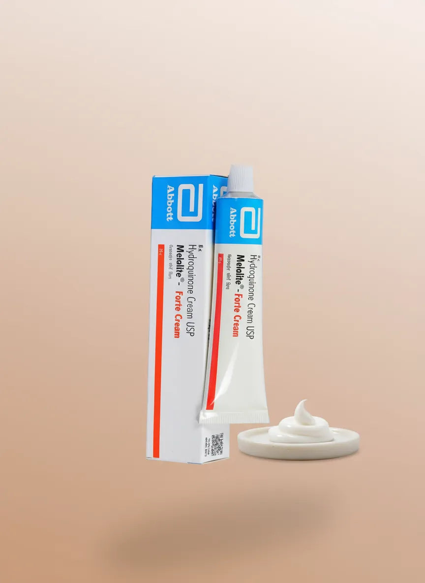 Hydroquinone Cream 4% with cream color background