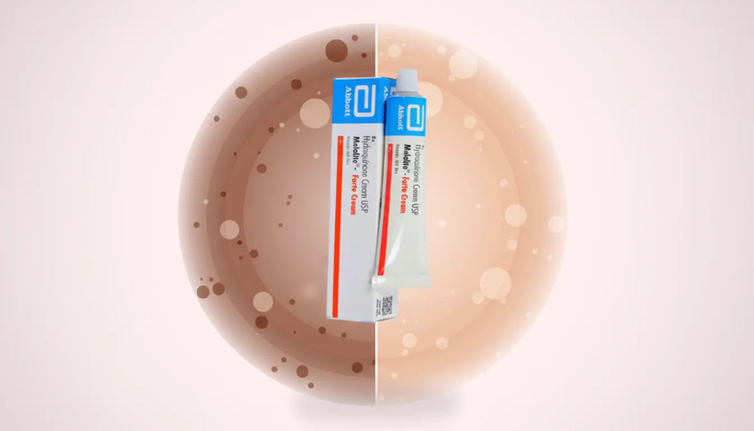 Hydroquinone Cream 4% 20g with aesthetic background