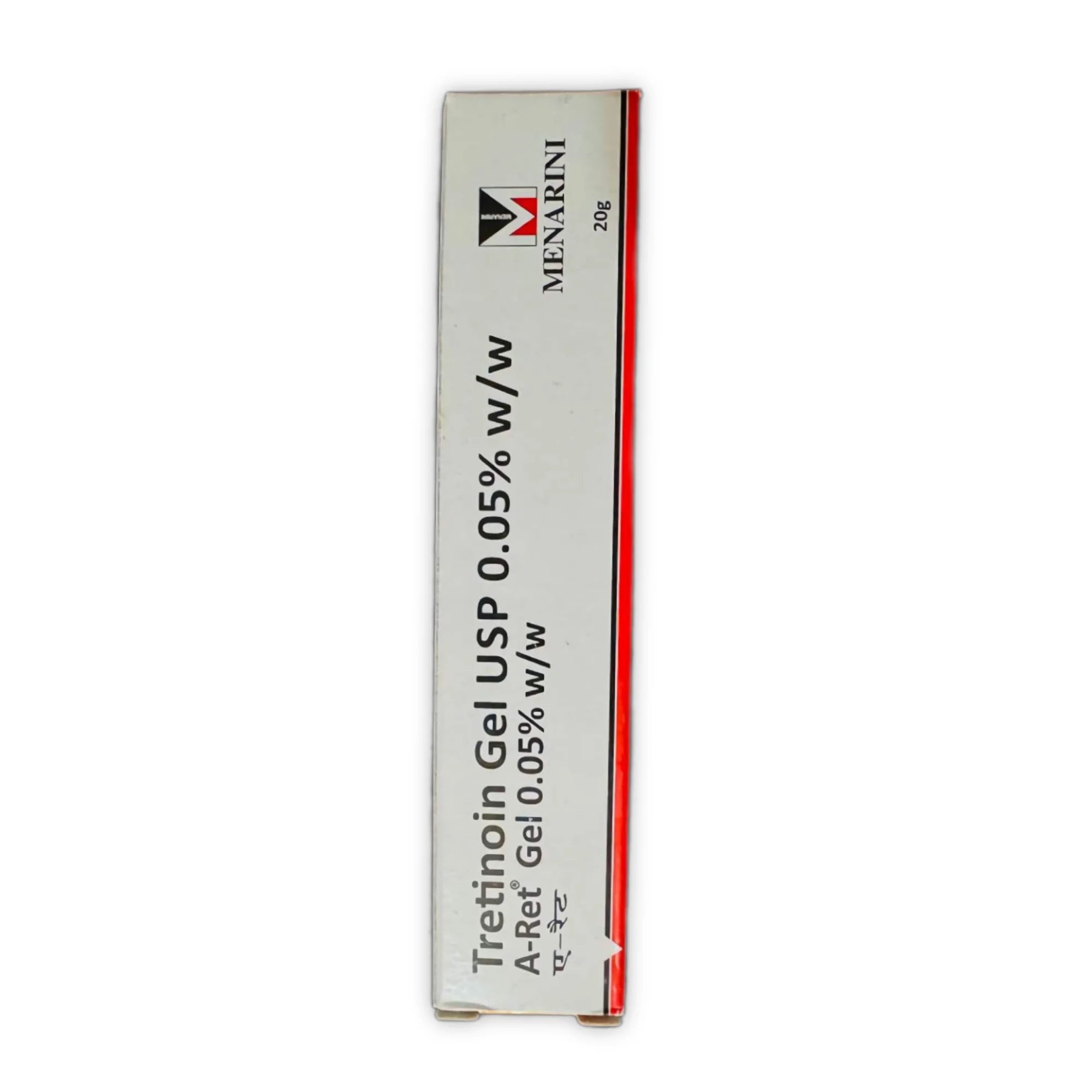 A-Ret Tretinoin Gel USP 0.05% w/w 20g outer box – front panel view