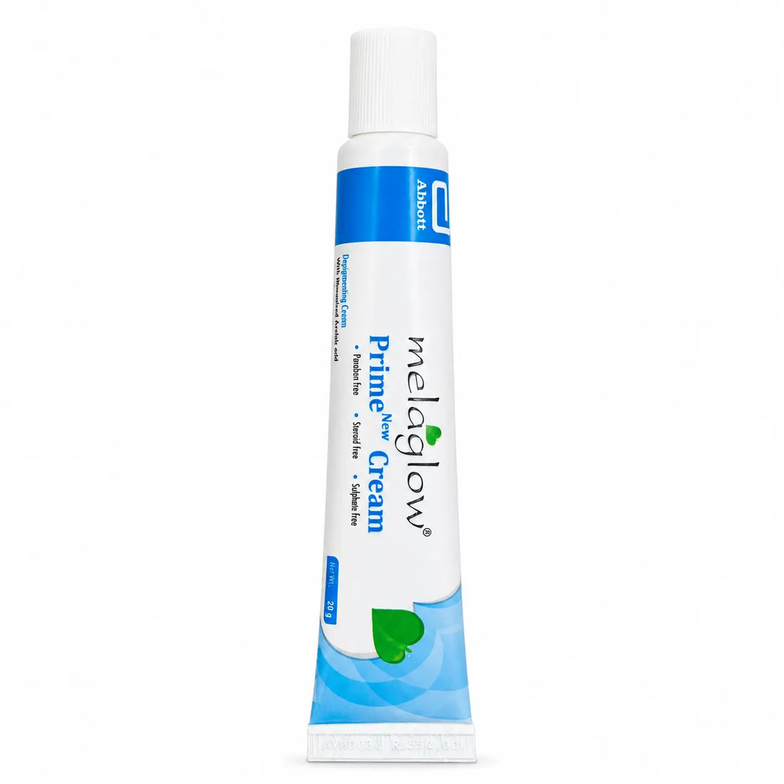 Melaglow Prime New Cream 20g tube front view on white background