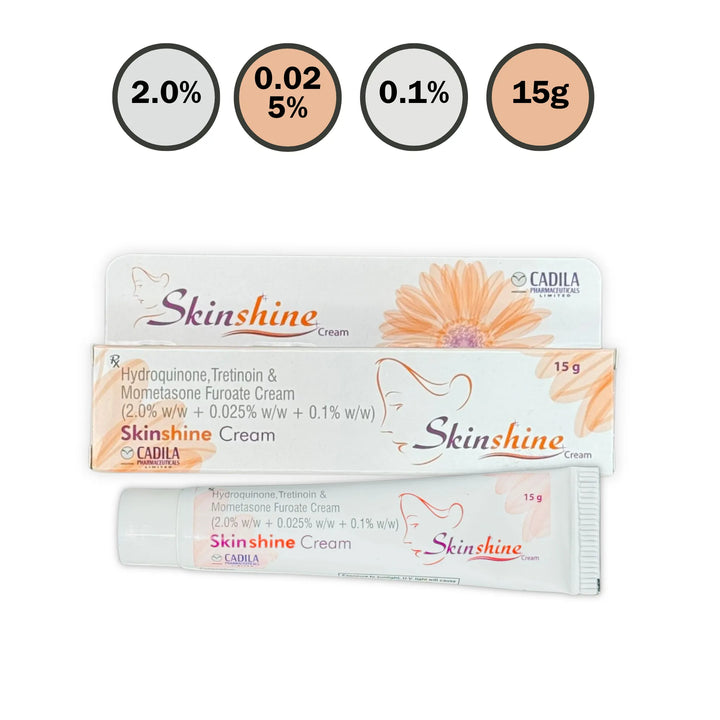 Skinshine cream containing hydroquinone 2 percent tretinoin 0.025 percent and mometasone furoate 0.1 percent 15g pack