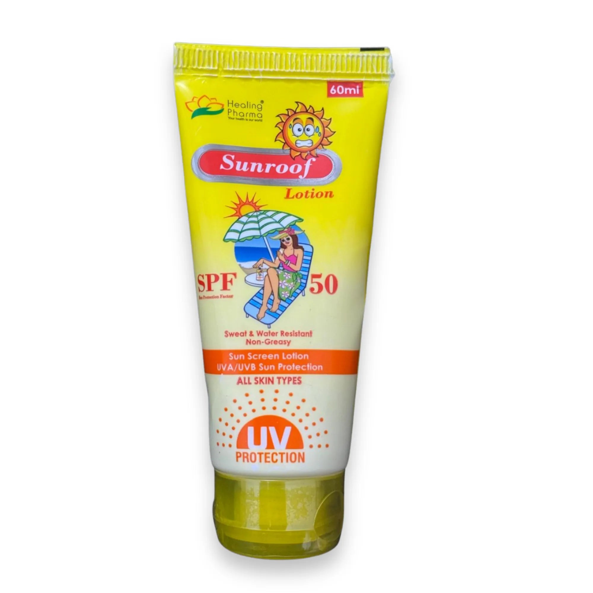 Sunroof Sunscreen Lotion SPF 50 by healing pharma tube front view