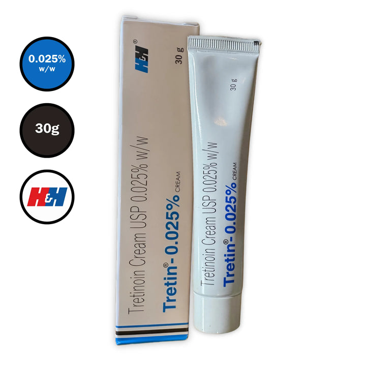Tretinoin Cream 0.025%, Tretin 30g for Anti-Aging & Wrinkles