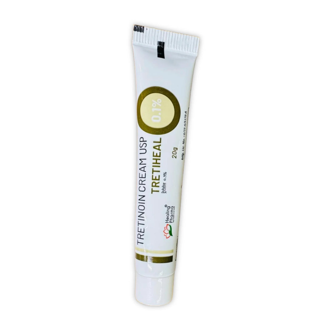 Tretiheal 0.1% Tretinoin Cream USP 20g tube by Healing Pharma - front view