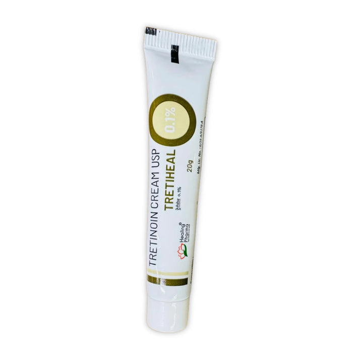 Tretiheal 0.1% Tretinoin Cream USP 20g tube by Healing Pharma - front view