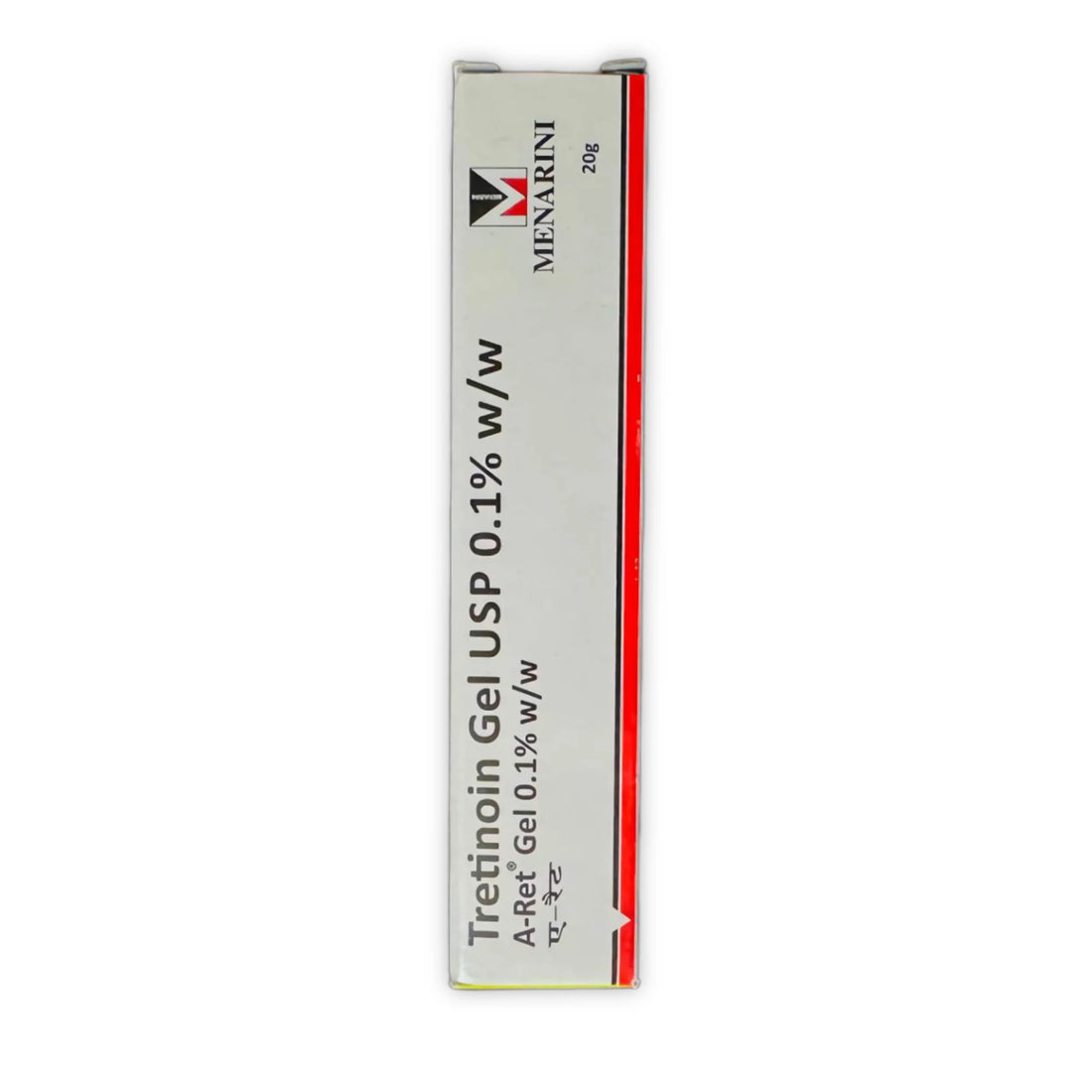 Tretinoin Gel USP 0.1%, 20g outer box by Menarini – front panel view