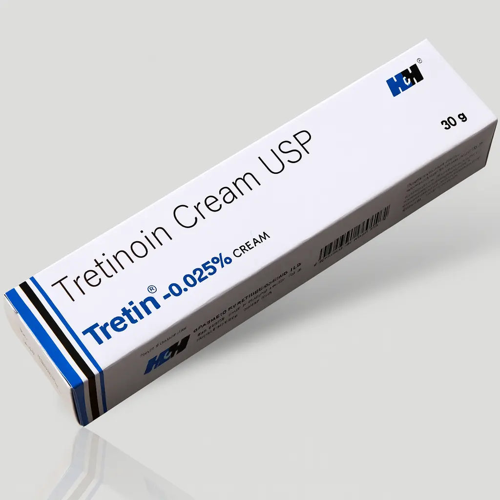 Tretin 0.025% by H&H — dermatologist-grade topical cream for acne, fine lines, and uneven texture.
