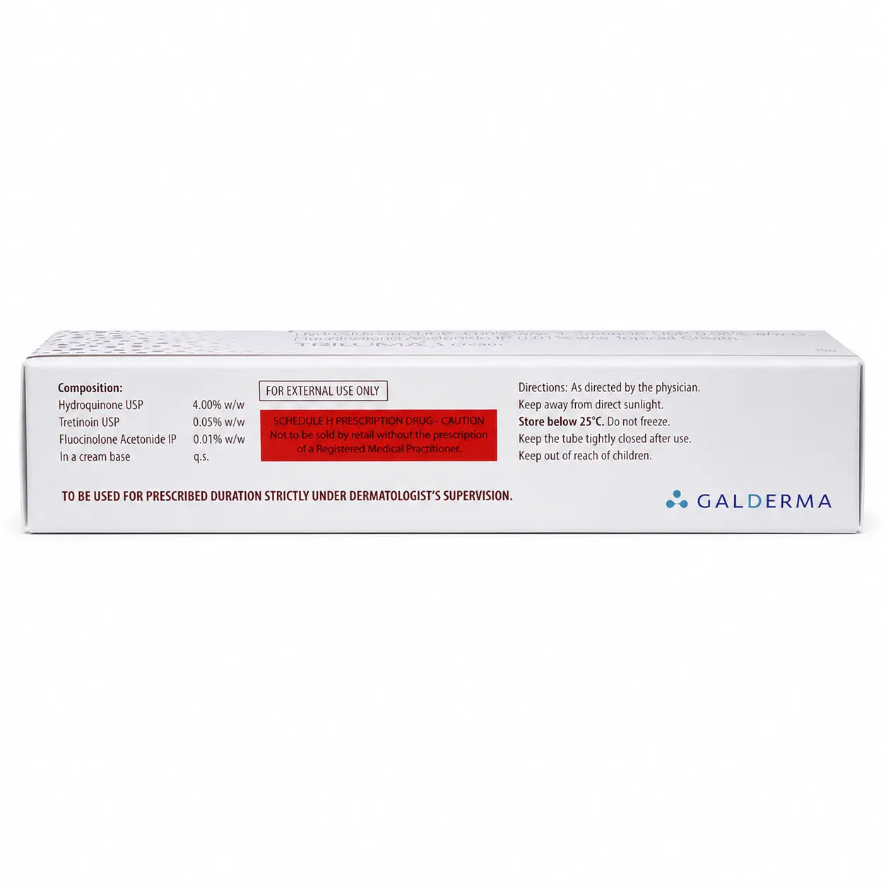 Tri-Luma Cream 15g side panel with composition and directions